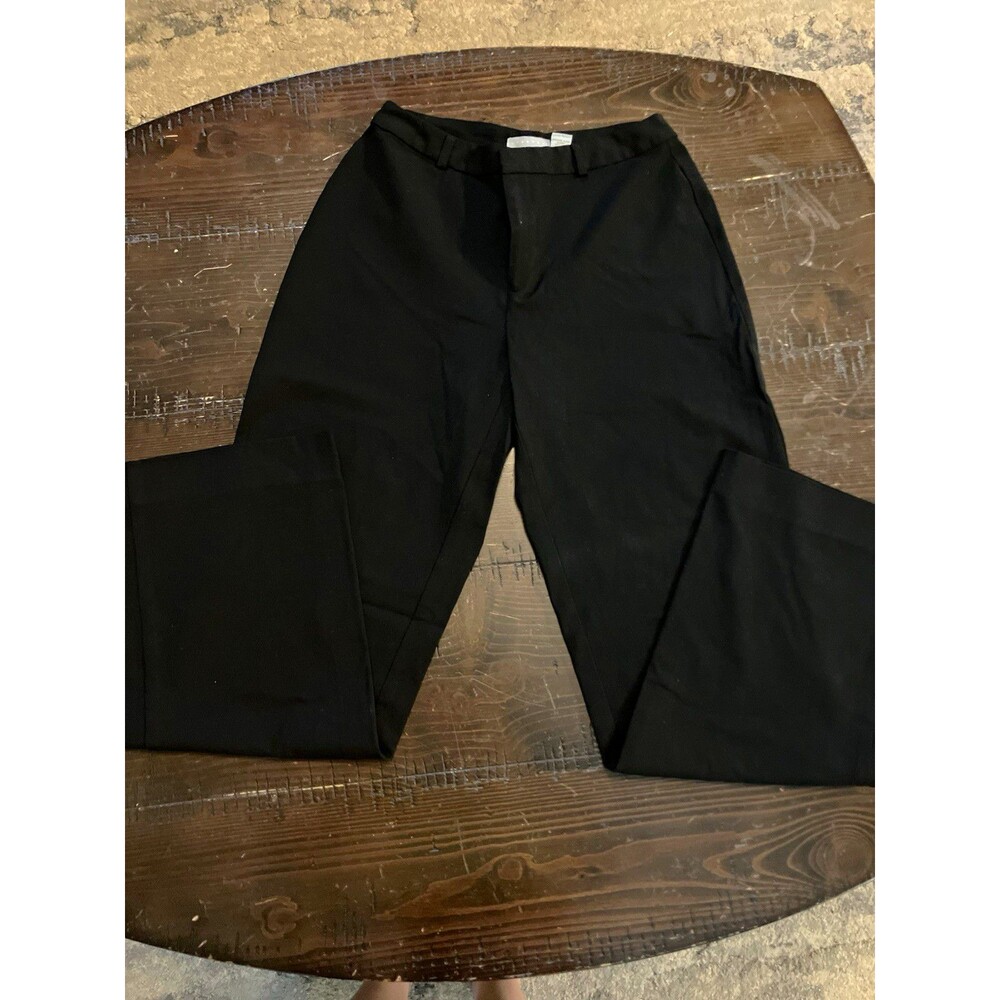 Old Navy Women's Black Ponte Dress Pants Straight Leg Flat Front Stretch Zip